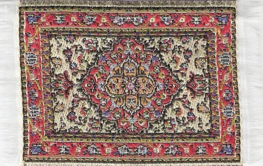 Small Turkish Carpet Rug Red / Beige Patterned, Dolls House Miniature,