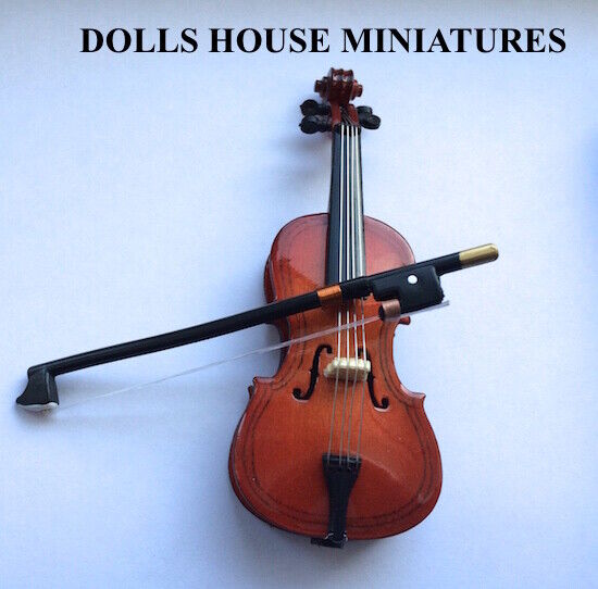 1/12 Scale Cello & Case, Dolls House Miniature Musical Instrument