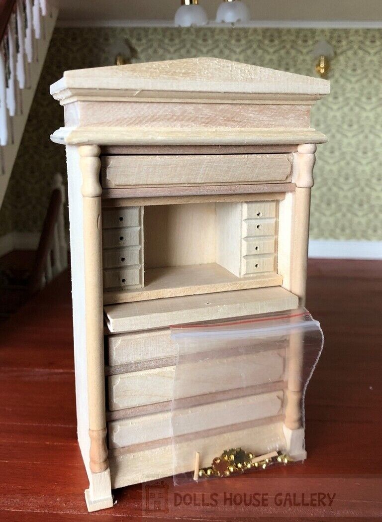 Bare Wood Writing Bureau, Dolls House Miniatures, Miniature Furniture