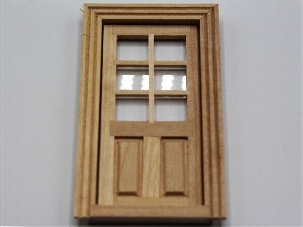24th Scale Opening Internal Bare Wood Door 6 Panes, Dolls House Miniature, DIY