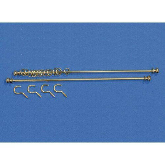 Two Brass Curtain Rails With Rings, Dolls House Miniature, Curtain Poles,