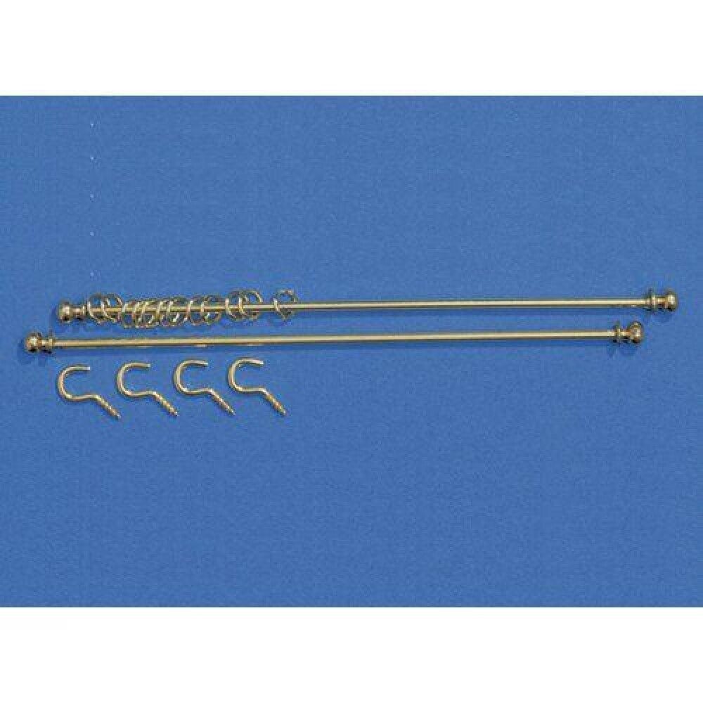 Two Brass Curtain Rails With Rings, Dolls House Miniature, Curtain Poles,