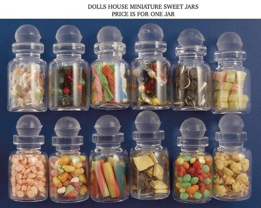 One Filled Glass Sweet Jars Choice of Twelve, Doll House Miniatures Sweets