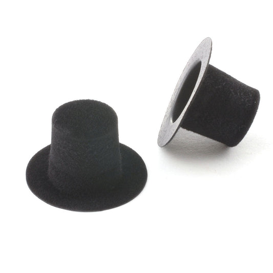 Two Black Top Hats, Dolls House Miniature 1.12 Scale