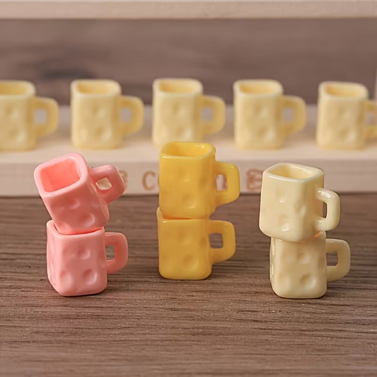 Modern Mugs One pair Choice Of Colour, Pink, Yellow Or Cream.
