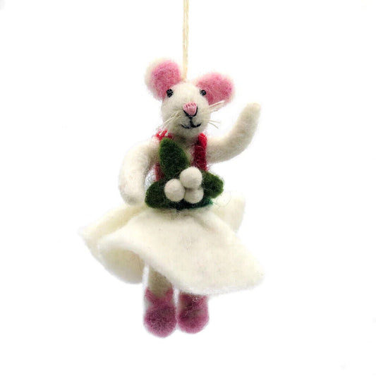 Mini Mouse Lady Dancing, Felt Handmade In Nepal, Amica Soft Toy, Christmas, Cute