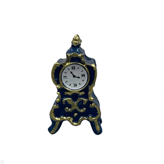 Blue Mantel Clock, Dolls House Miniatures, 1.12 Scale Mantle