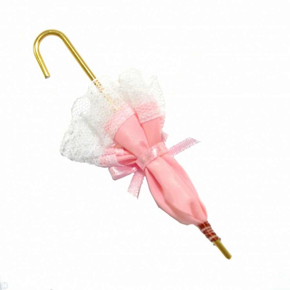 Pink Umbrella Dolls House Miniature, Dolls Clothing Accessory, 1.12 Scale