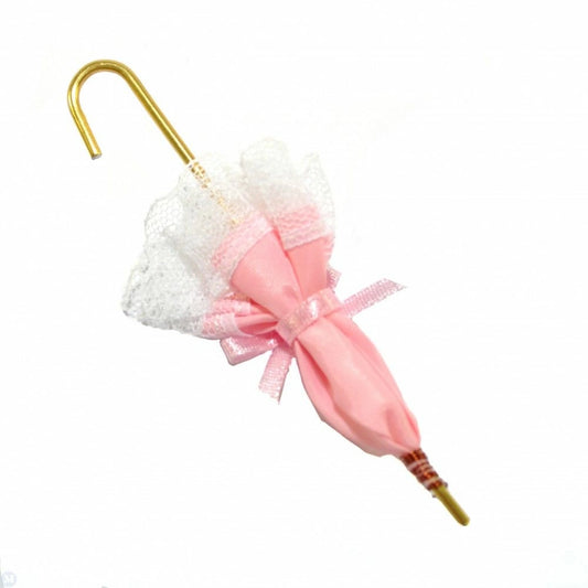 Pink Umbrella Dolls House Miniature, Dolls Clothing Accessory, 1.12 Scale