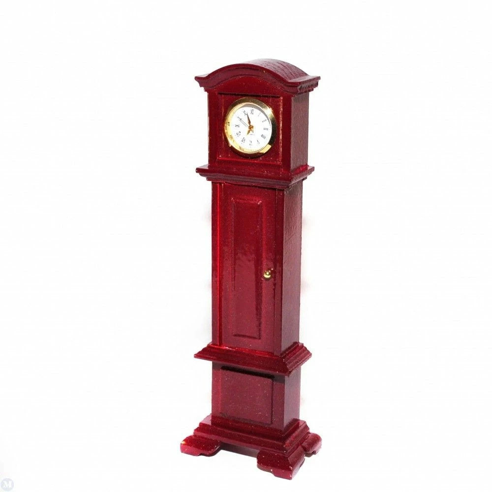 Working Mahogany Grandfather Clock, Dolls House Miniature, 1.12 Scale,