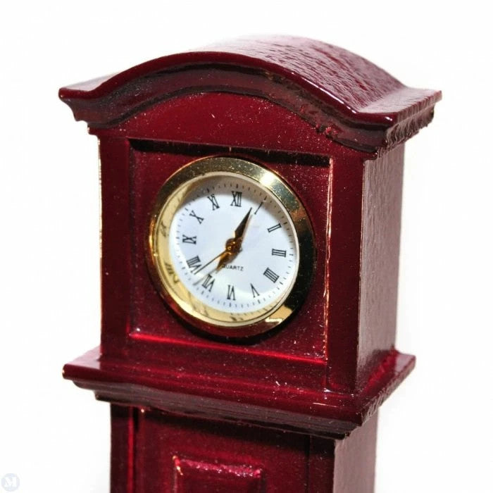 Working Mahogany Grandfather Clock, Dolls House Miniature, 1.12 Scale,