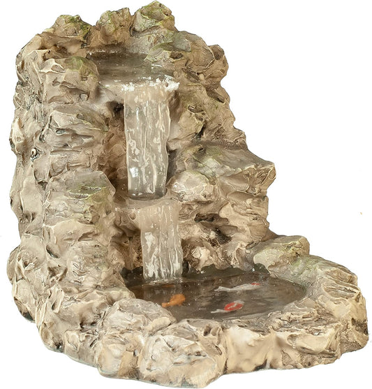 Grey Waterfall with Pond & Fish
