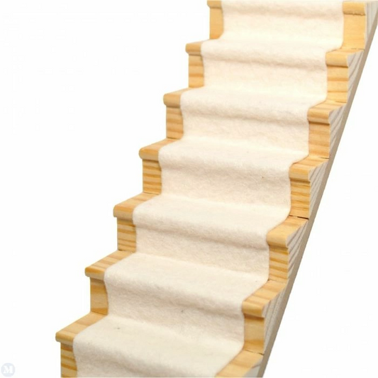 Natural Light Cream Soft Cream Stair Carpet, Dolls House Miniature, Stairs