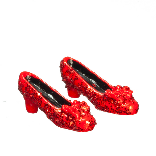 Mini Ruby Slippers, Dolls Accessories, Miniature 1.12 Scale