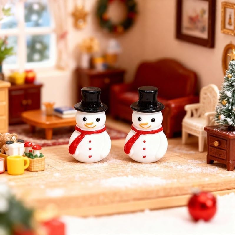 Miniature Snowman Pack Of 2, Dolls House Christmas Scene, Xmas Snowmen