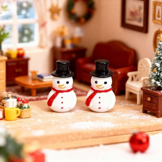 Miniature Snowman Pack Of 2, Dolls House Christmas Scene, Xmas Snowmen