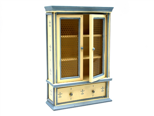 Cream and Duck Egg Blue Cabinet, Dolls House Kitchen Furniture, 1.12 Scale