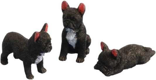 Dolls House French Bulldog Black Dogs Standing Sitting Lying Down Miniature Pets