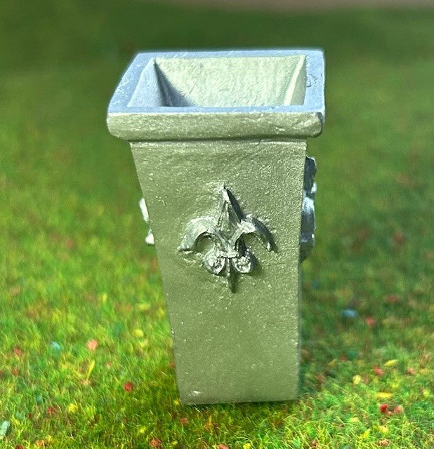 Silver Vase With Embossed Emblem, Dolls House Miniature, Plant Accessory