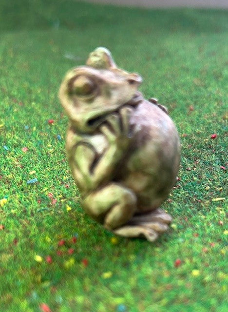 Frog / Toad Greenish Garden Ornament, Dolls House Miniature Accessory 1.12 Scale