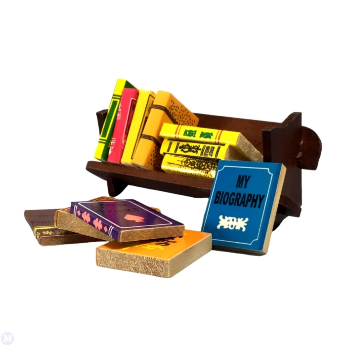 Books & Rack, Dolls House Miniature Stationary, Loose Books, 1.12 Scale Library
