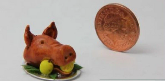 Boar's Head, Dolls House Miniature, Handmade Food Banquet Meal