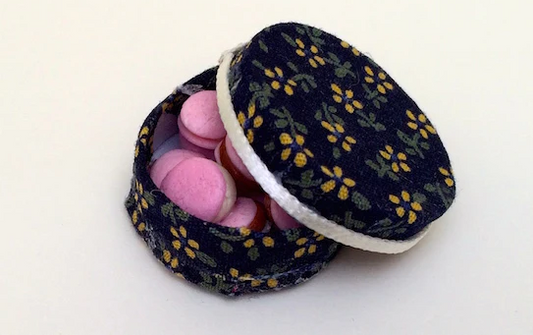 Buns in a Floral Round Box, Dolls House Miniatures, Food & Drink Cakes