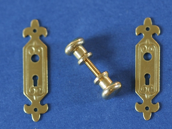 Classic Brass Door Knobs & Plates, Dolls House Miniature, Building & DIY Knob