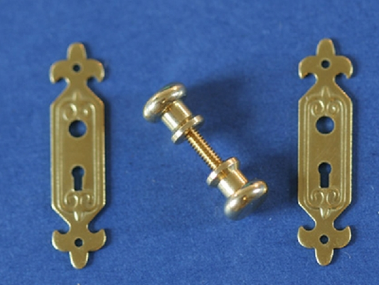 Classic Brass Door Knobs & Plates, Dolls House Miniature, Building & DIY Knob