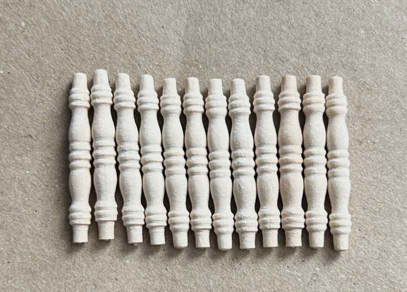 Small Spindles Pack Of 12, Dolls House Miniature, Stairs DIY Accessory