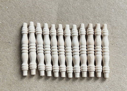 Small Spindles Pack Of 12, Dolls House Miniature, Stairs DIY Accessory