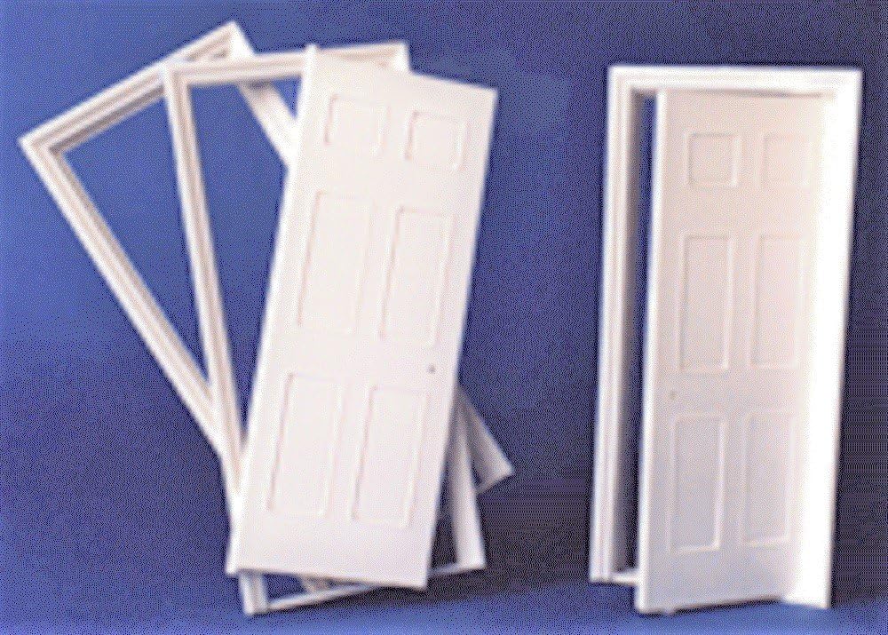 1 Dolls House White Plastic 6 Panel Interior Door Builders DIY 1:24 Scale