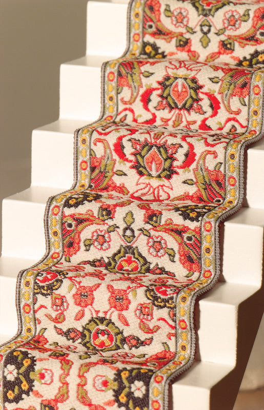 Red & Cream Stair Carpet, Doll House Miniature, Home Decor, Staircase