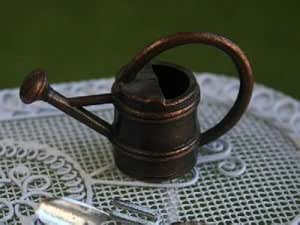 Metal Bronze Watering Can, Dolls House Garden Miniature, 1.12 Scale Garden