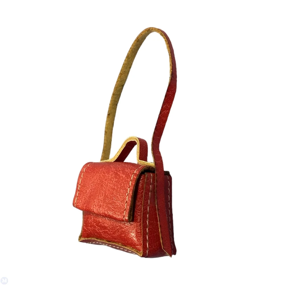 Red Handbag, Doll House Miniatures, Doll Accessory 1.12th Scale Bag