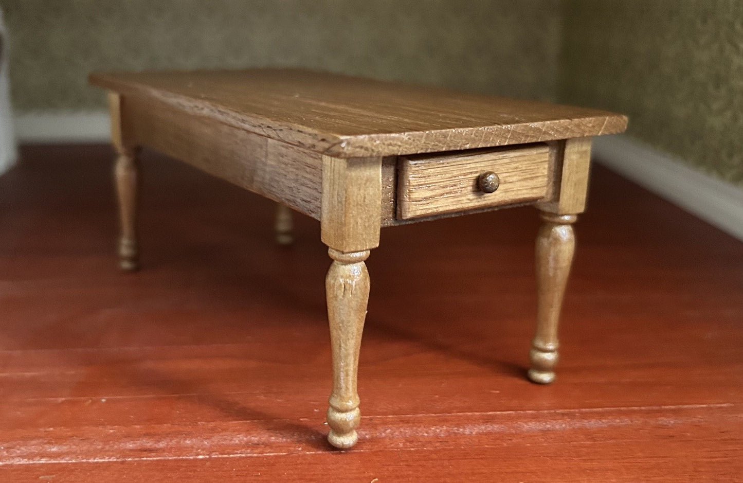 Oak Table With Drawer, Dolls House Miniatures, 1.12 Scale Furniture, Kitchen
