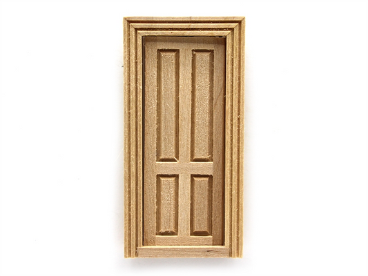 24th Scale Opening 4 Panel Internal Bare Wood Door, Dolls House Miniature, DIY