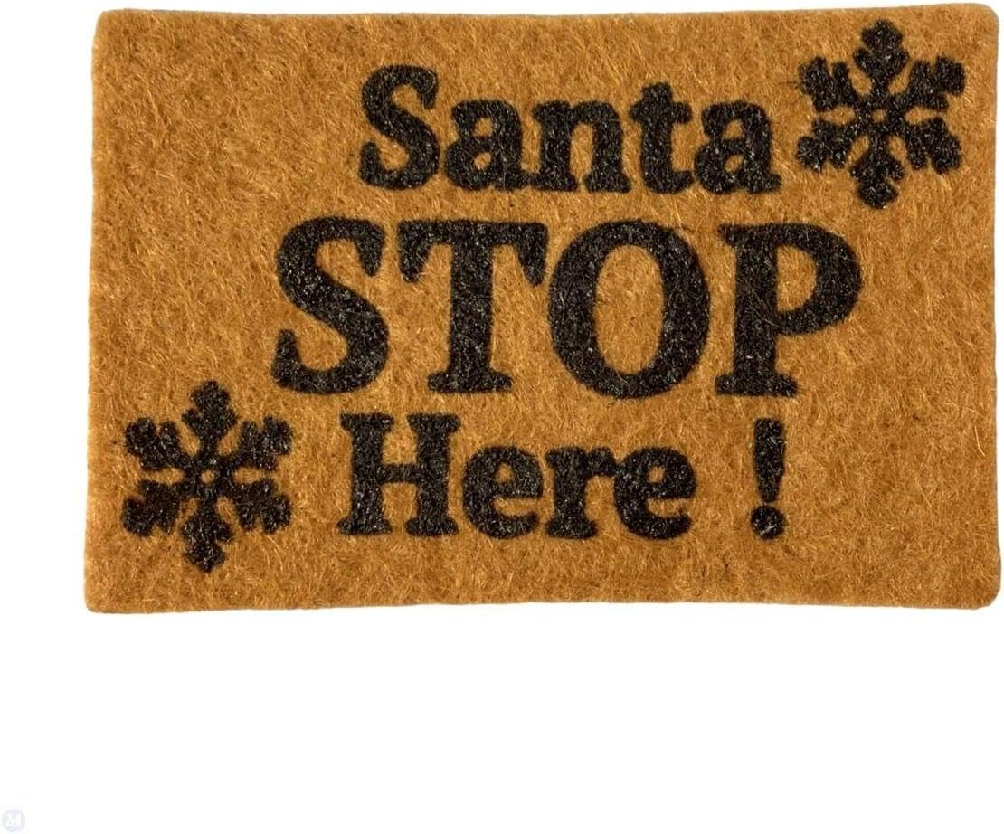Santa Stop Here Door Mat, Dolls House Miniature Christmas, Adhesive
