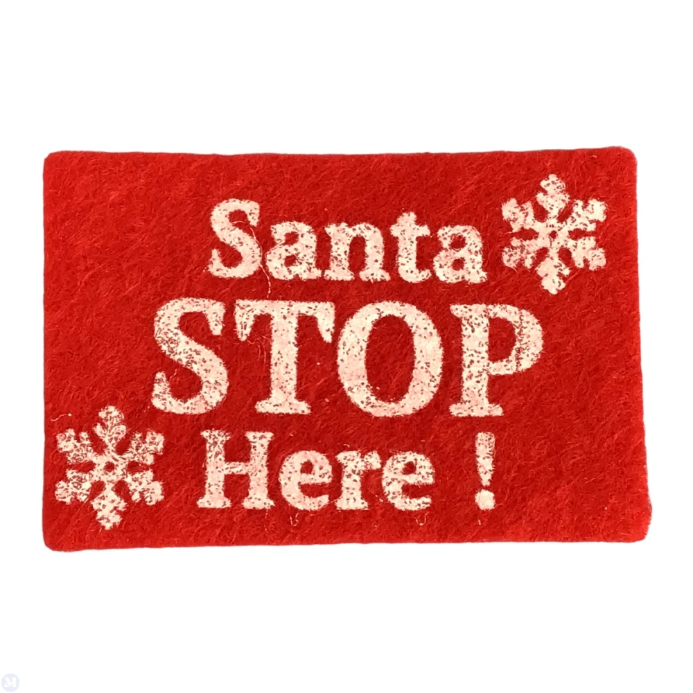 Santa Stop Here Door Mat, Dolls House Miniature Christmas, Adhesive
