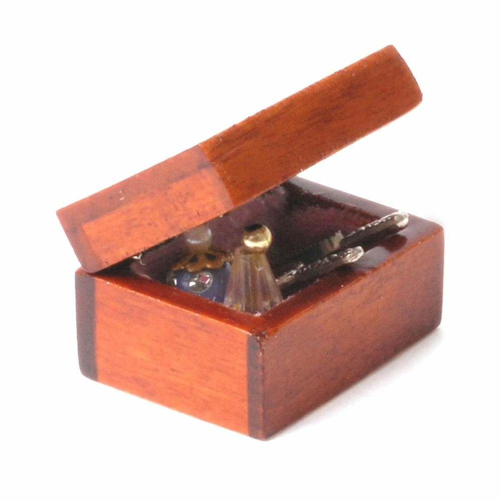 Filled Vanity Box, Dolls House Miniature, Bedroom Accessory. 1.12 Scale