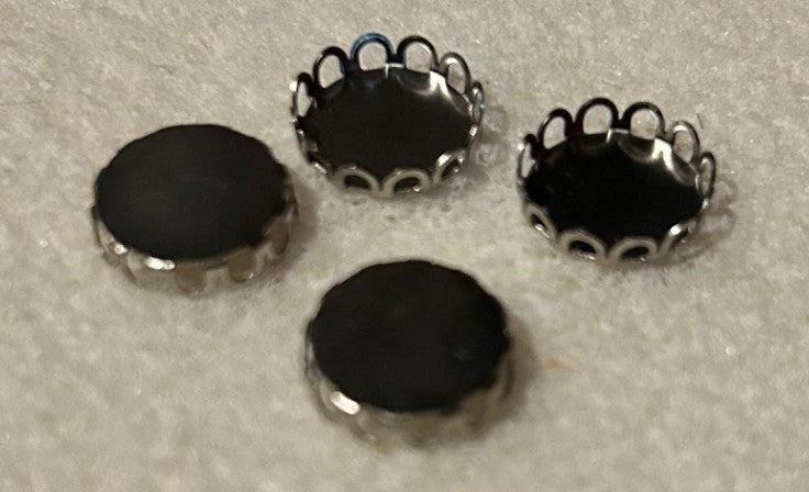 4 Tiny Round Silver Trays, Dolls House Miniature.